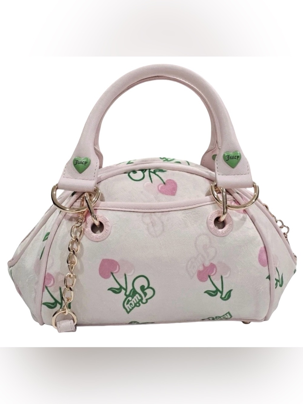 Juicy Couture NWT Pink Cherry-Print Mini Satchel Crossbody & Gold Accents (P240) - Picture 4 of 15